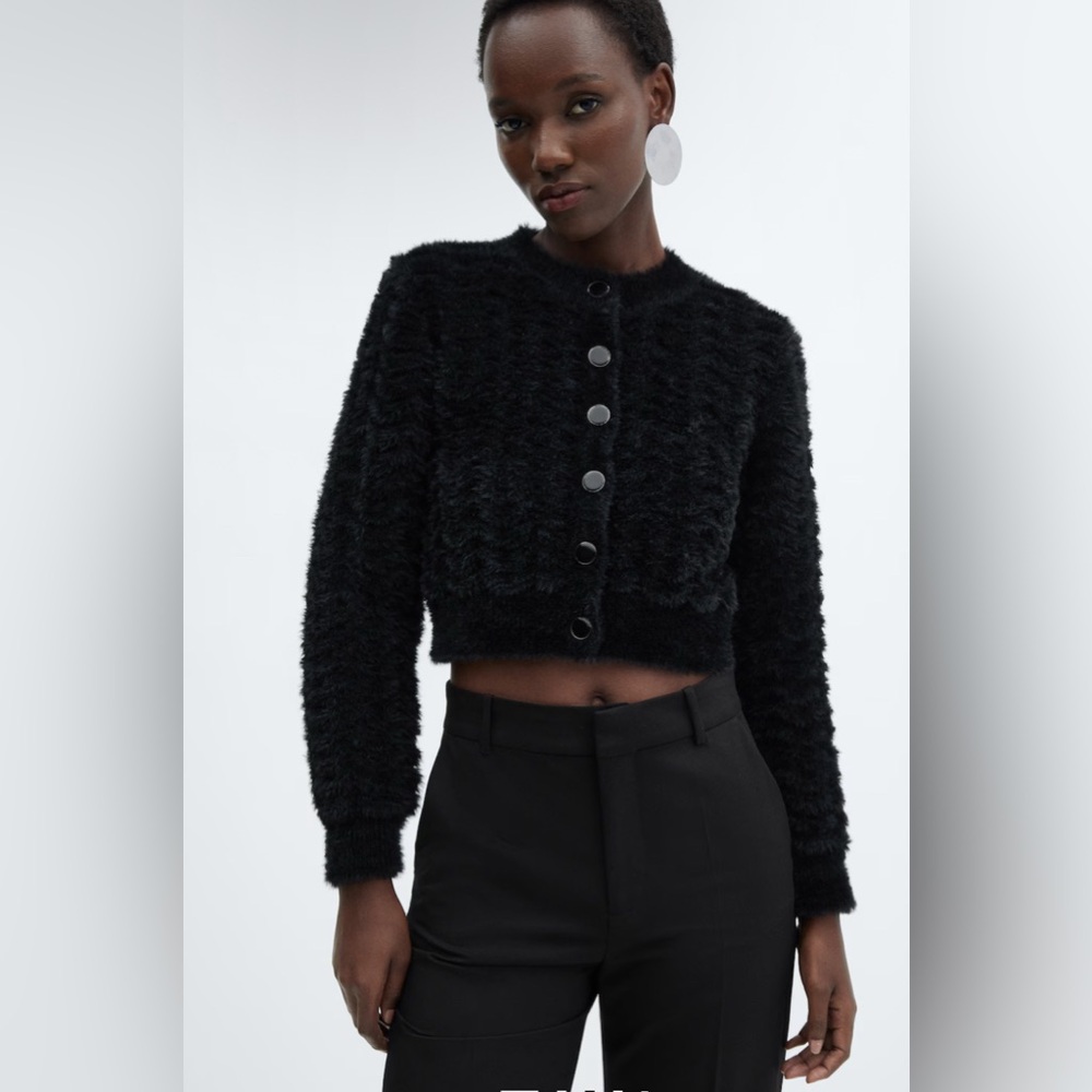NWT Mango Buttoned Fur-effect Cardigan